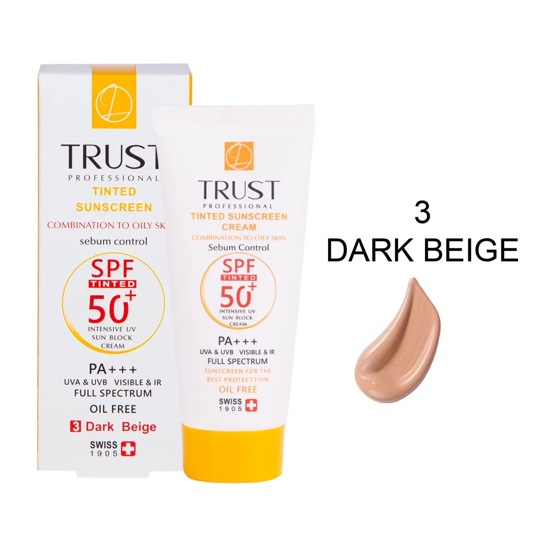 ضد آفتاب رنگی کنترل چربی تراست بژ تیره SPF50+ حجم ۴۰ میلی‌لیتر