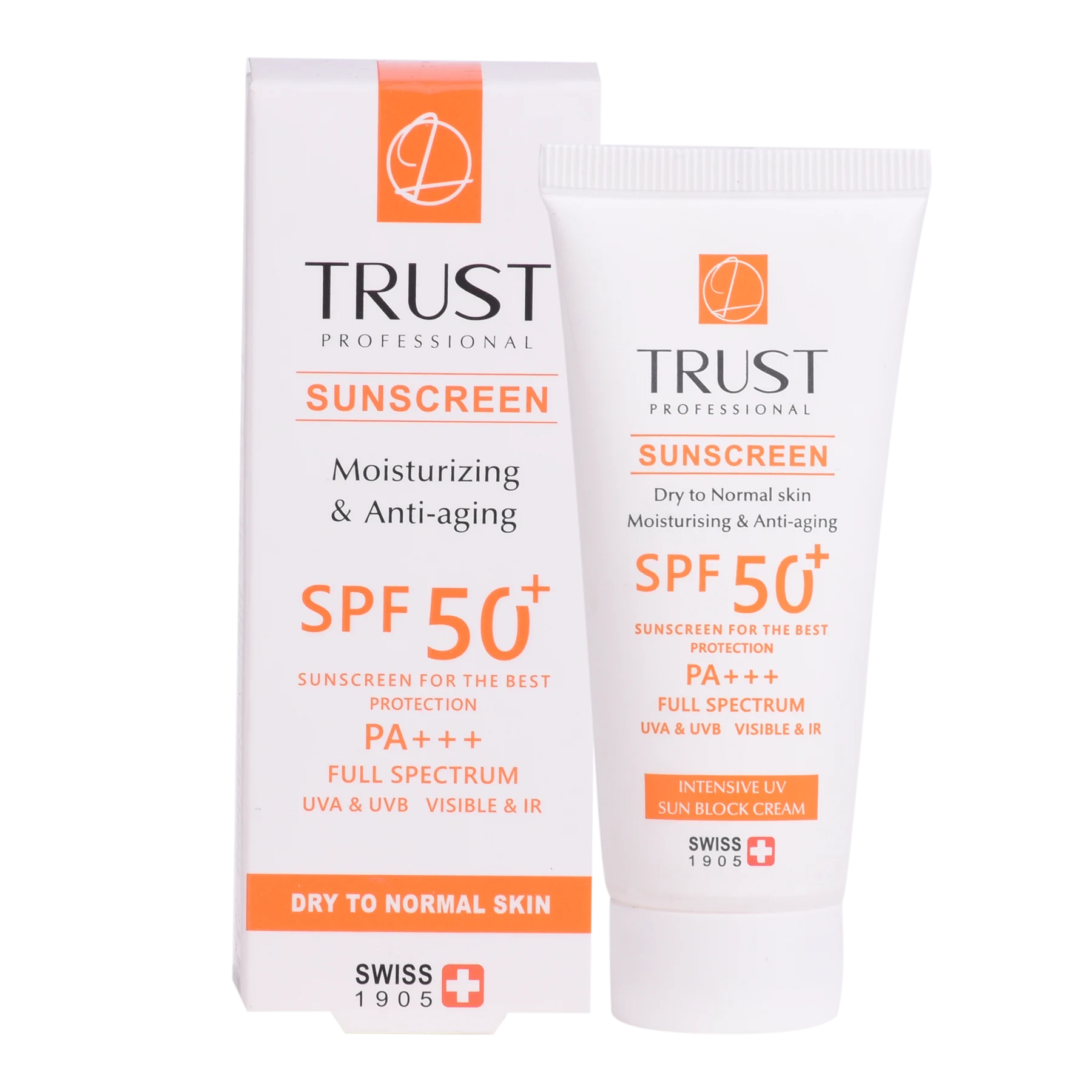 ضد آفتاب بی رنگ ضد پیری تراست SPF50+ حجم ۴۰ میلی‌لیتر