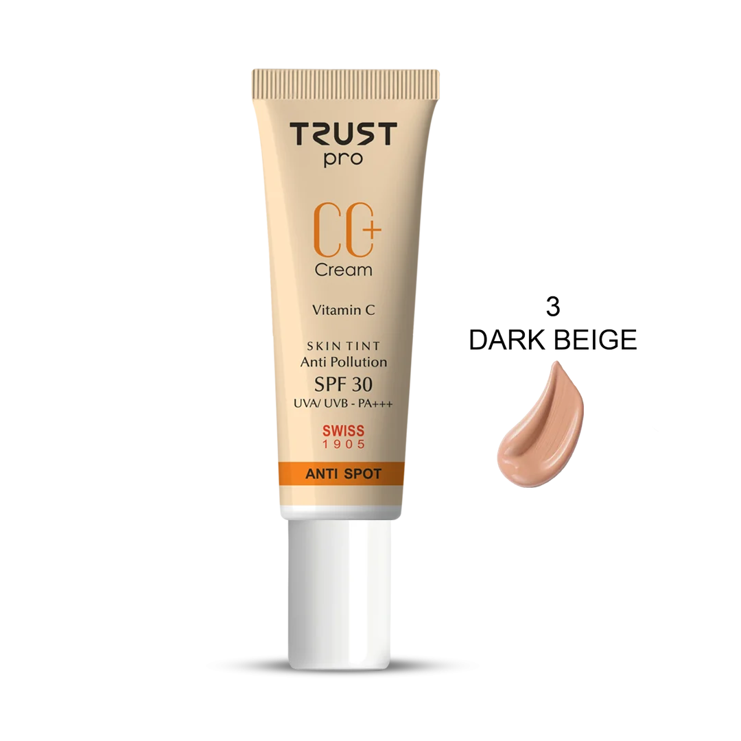 سی سی کرم پلاس تراست شماره ۳ بژ تیره SPF30 حجم ۳۰ میلی‌لیتر