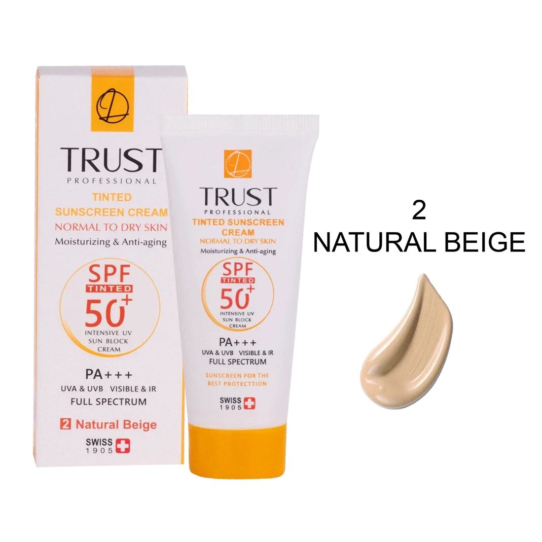 ضد آفتاب رنگی ضد پیری تراست بژ طبیعی SPF50+ حجم ۴۰ میلی‌لیتر