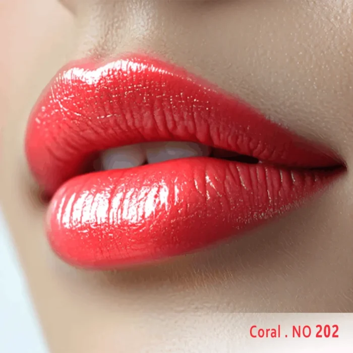 رژ لب مایع ساتین سرژه کد 202 Coral نمونه رنگ لب